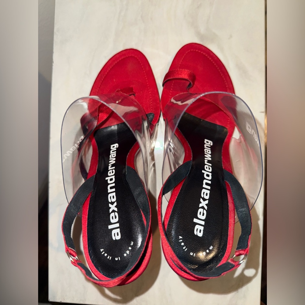 Alexander Wang Red Sandals With Transparent Strap View 3